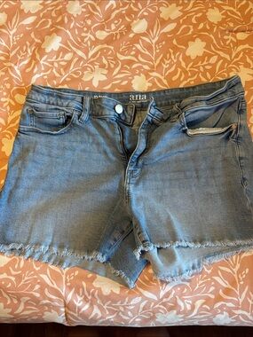 a.n.a Light Blue Frayed Hem Denim Shorts